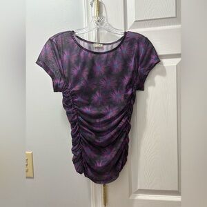 Intimately Free People Keep It Simple Mesh Baby Tee,  Midnight Combo Size M NWOT